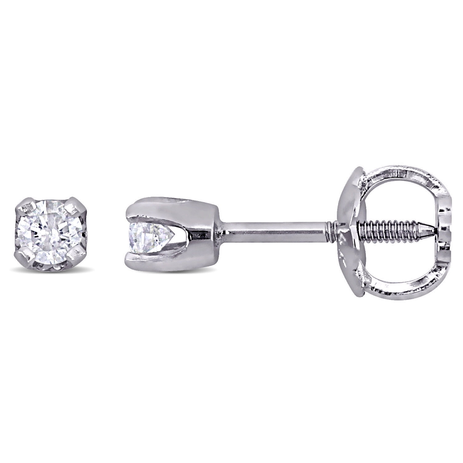 1/10 Carat T.W. Diamond Solitaire 14kt White Gold Girls' Stud