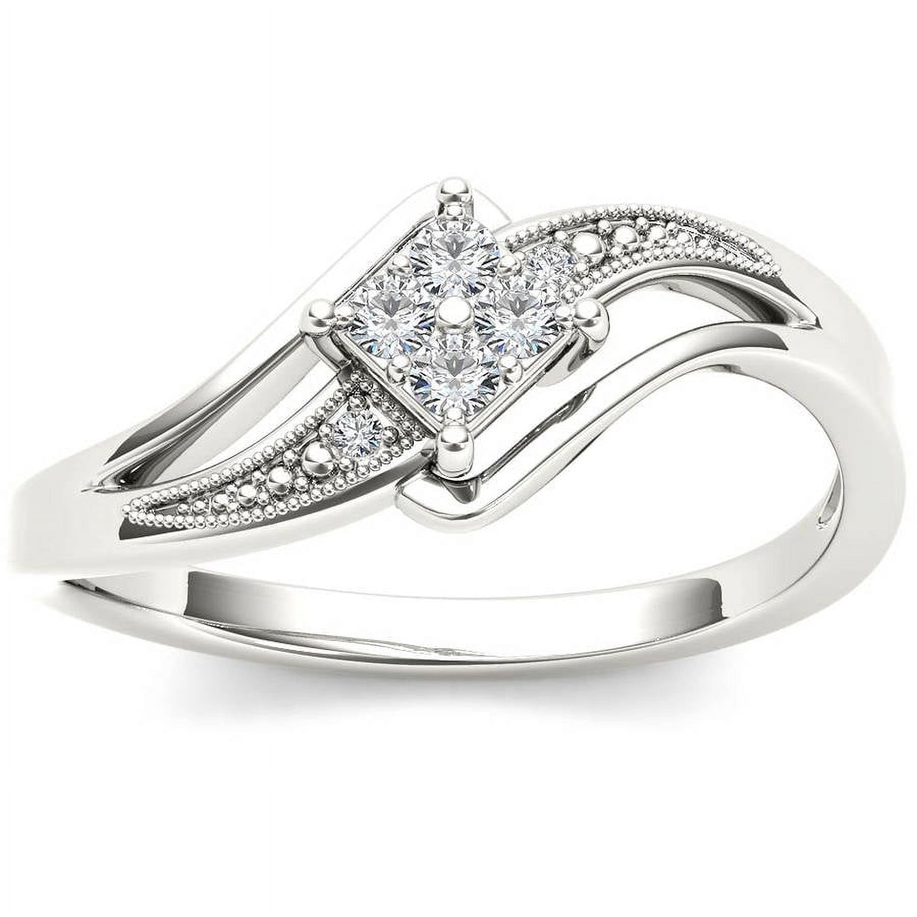 1/10 Carat T.W. Diamond Split Shank Bypass 10kt White Gold Engagement Ring