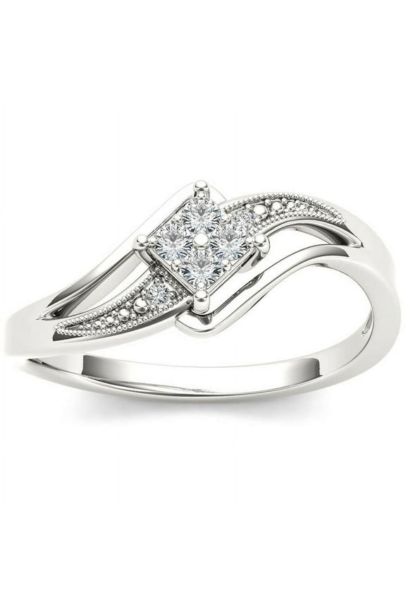 1/10 Carat T.W. Diamond Split Shank Bypass 10kt White Gold Engagement Ring