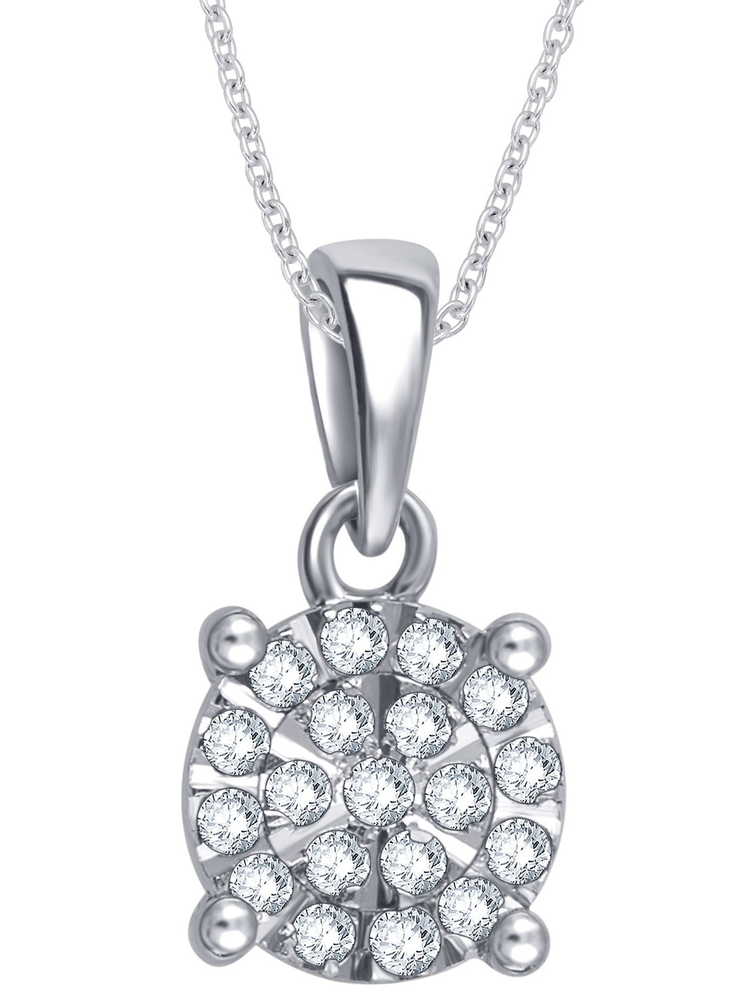 1/10 Carat T.W. Diamond Sterling Silver Cluster Pendant