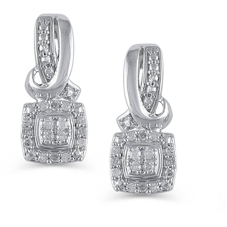 1 10 Carat T.W. Diamond Sterling Silver Fashion Earrings Walmart