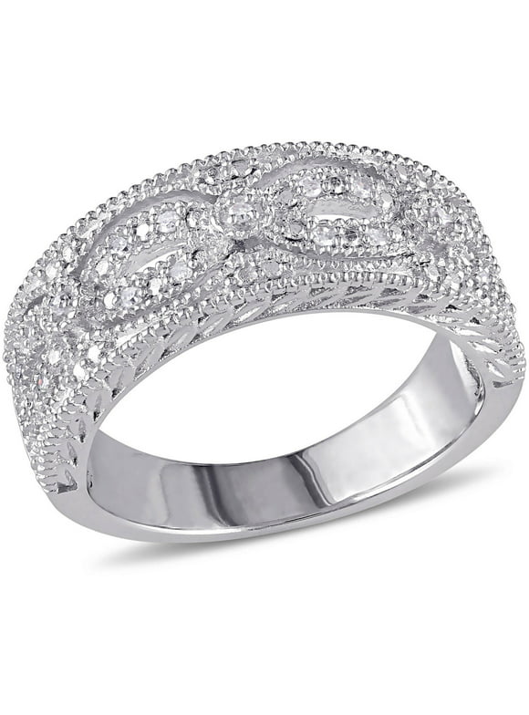 1/10 Carat T.W. Diamond Sterling Silver Infinity Design Fashion Ring