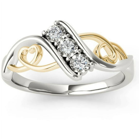 1/10 Carat T.W. Diamond Two-Tone Heart 10kt White Gold Fashion Ring