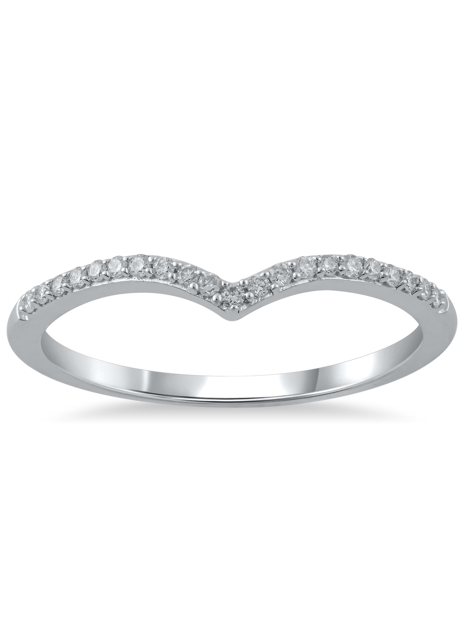 1/10 Carat T.W. (I2 clarity, H-I color) Brilliance Fine Jewelry Diamond Contour Wedding Band in 10kt White Gold, Size 7