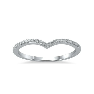 1/10 Carat T.W. (I2 clarity, H-I color) Brilliance Fine Jewelry Diamond Contour Wedding Band in 10kt White Gold, Size 7