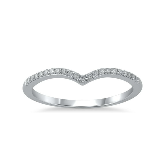 1/10 Carat T.W. (I2 clarity, H-I color) Brilliance Fine Jewelry Diamond Contour Wedding Band in 10kt White Gold, Size 9