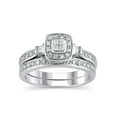 thumbnail image 1 of 1/10 Carat T.W. (I3 clarity, I-J color) Forever Bride Cushion Shaped Halo Diamond Composite Bridal set in Sterling Silver, Size 7, 1 of 5