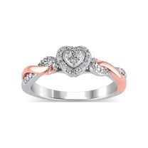 1/10 Carat T.W. (I3 clarity, I-J color) Hold My Hand Diamond Heart Promise Ring in Sterling Silver with 14K Rose Gold Plating, Size 7