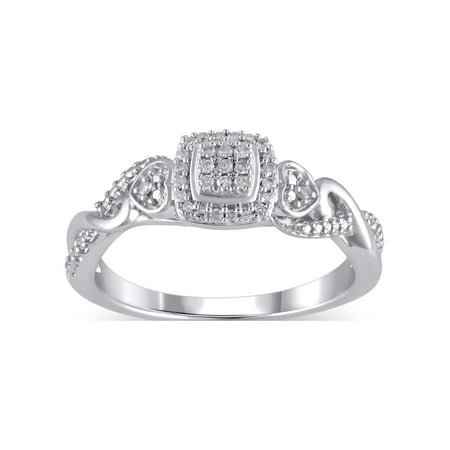 1/10 Carat T.W. (I3 clarity, I-J color) Hold My Hand Diamond Promise Ring in Sterling Silver, Size 4