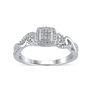 1/10 Carat T.W. (I3 clarity, I-J color) Hold My Hand Diamond Promise Ring in Sterling Silver, Size 7