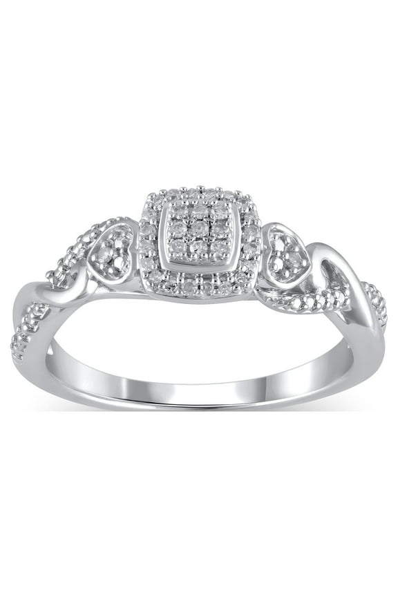 1/10 Carat T.W. (I3 clarity, I-J color) Hold My Hand Diamond Promise Ring in Sterling Silver, Size 7