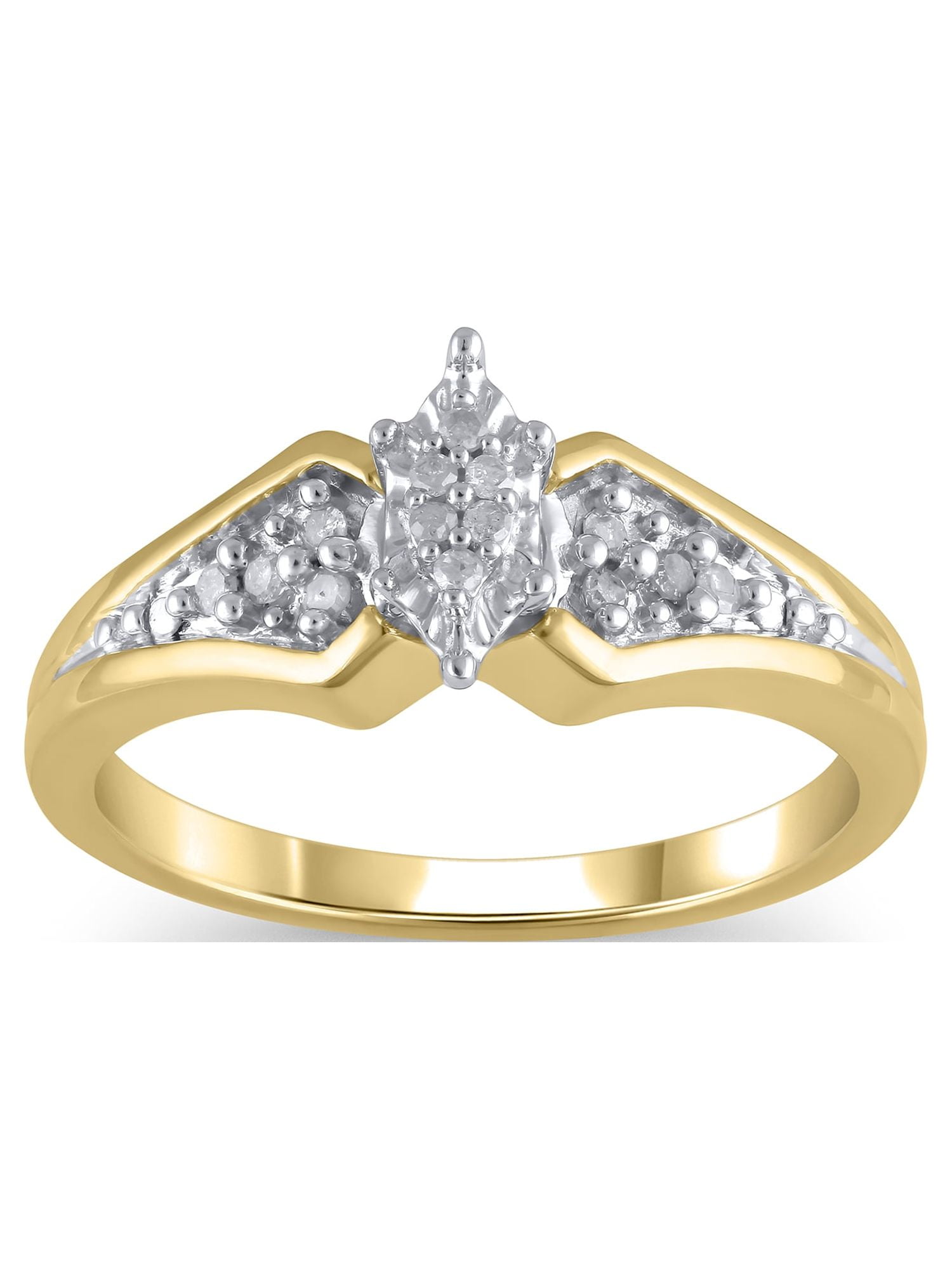 1/10 Carat T.W. (I3 clarity, J-K color) Hold My Hand Diamond Promise Ring in Sterling Silver with 18K Yellow Gold Plating, Size 6