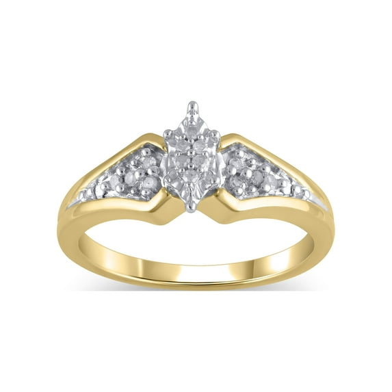1/10 Carat T.W. (I3 clarity, J-K color) Hold My Hand Diamond Promise Ring in Sterling Silver with 18K Yellow Gold Plating, Size 7