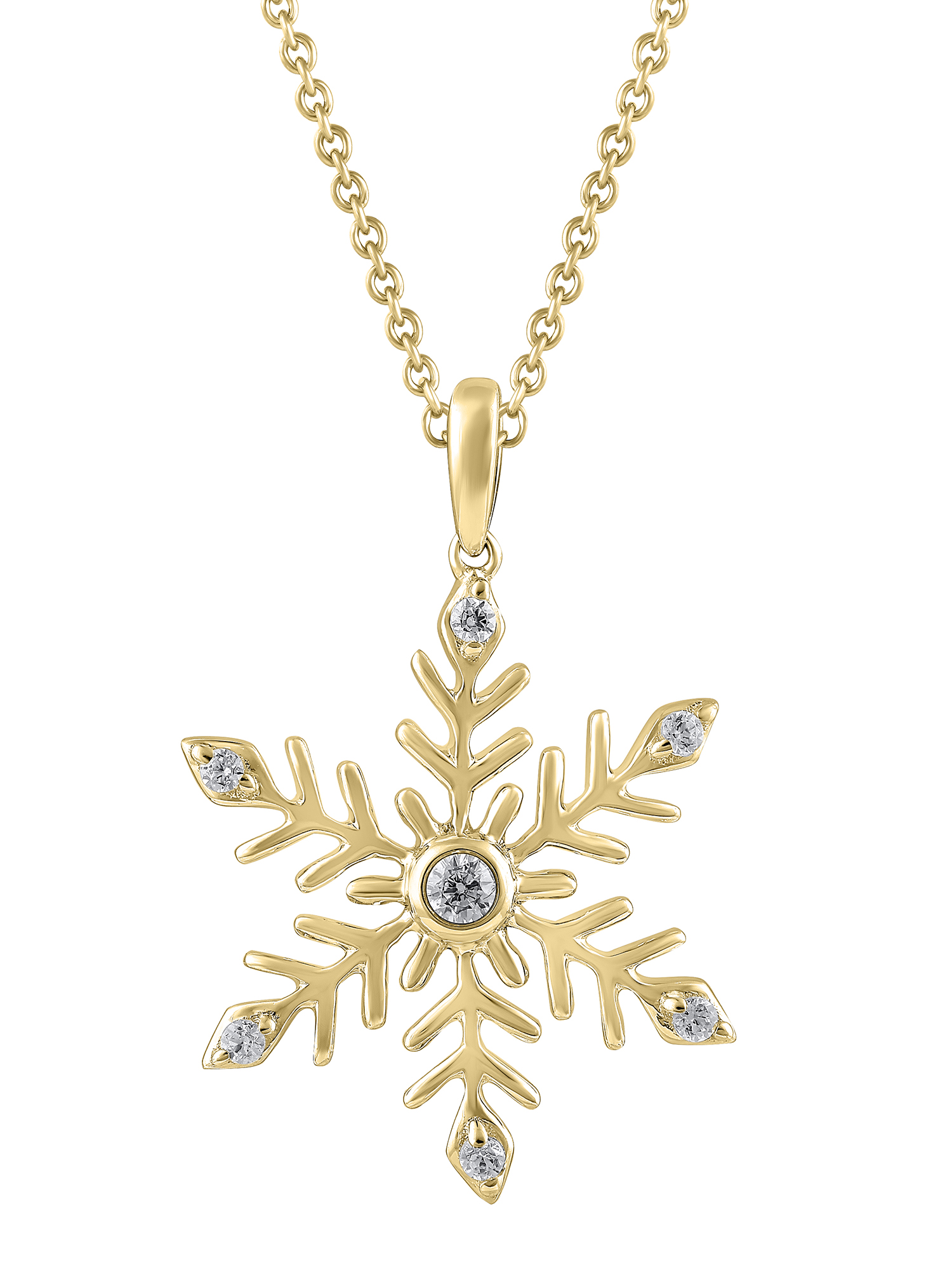 1/10 Carat T.W. Lab Grown Diamond Snowflake Pendant in 10k White Gold, Length 18"