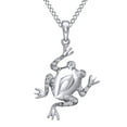 thumbnail image 1 of AFFY 1/10 Carat T.W. Natural White Diamond Frog Pendant Necklace in 14K White Gold Over Sterling Silver, 1 of 1
