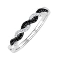 thumbnail image 1 of 1/10 Carat Twisted Black & White Diamond Wedding Band Ring in 10k White Gold (Ring Size 7.5), 1 of 6