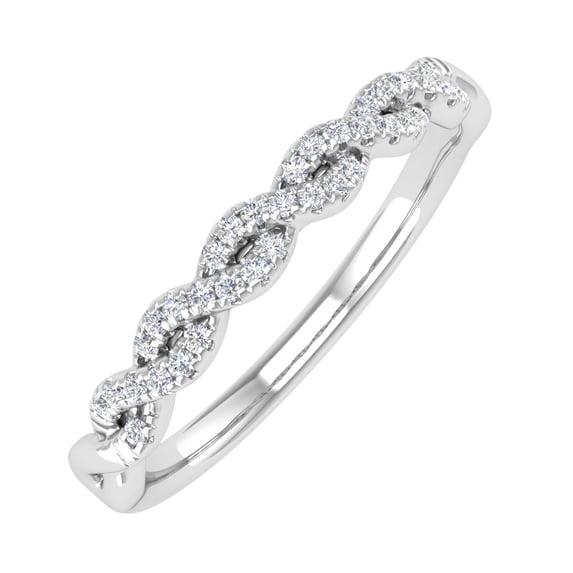 1/10 Carat Twisted Diamond Wedding Band Ring in 10k White Gold (Ring Size 4)