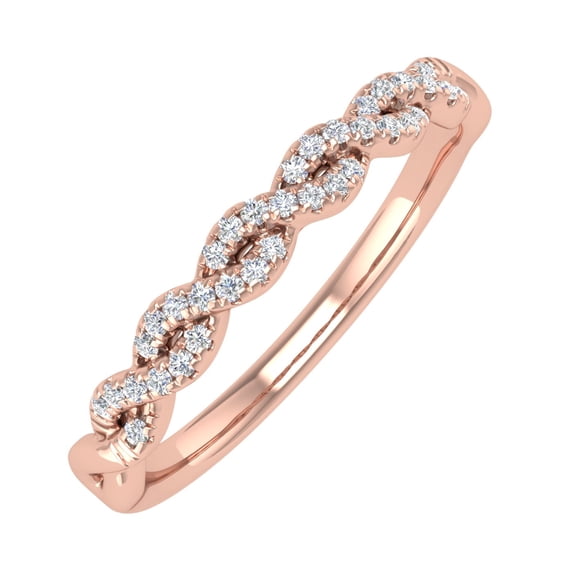 1/10 Carat Twisted Diamond Wedding Band Ring in 14K Rose Gold ( Ring Size 5) (I1-I2 Clarity)