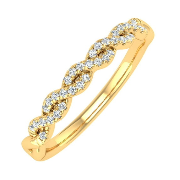 1/10 Carat Twisted Diamond Wedding Band Ring in 14k Yellow Gold (Ring Size 5.25) (I1-I2 Clarity)