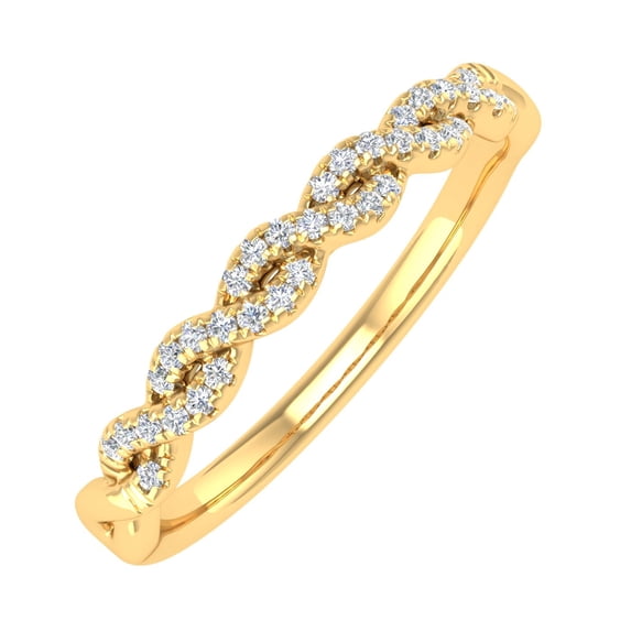 1/10 Carat Twisted Diamond Wedding Band Ring in 14k Yellow Gold (Ring Size 8.75) (I1-I2 Clarity)