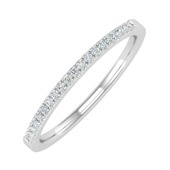 1/10 Carat White Diamond Anniversary Wedding Stackable Ring in 10K White Gold (Ring Size : 6)