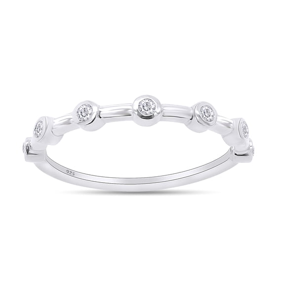 1/10 Carat White Round Lab Grown Diamond Half Eternity Wedding Band Ring In 14k White Gold Over Sterling Silver(0.10 Cttw,G-H Color,SI2-I1 Clarity)-10