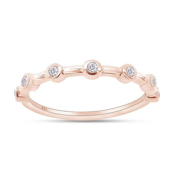 1/10 Carat White Round Lab Grown Diamond Half Eternity Wedding Band Ring In 14k Rose Gold Over Sterling Silver(0.10 Cttw,G-H Color,SI2-I1 Clarity)-9.5