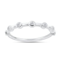 1/10 Carat White Round Lab Grown Diamond Half Eternity Wedding Band Ring In 14k White Gold Over Sterling Silver(0.10 Cttw,G-H Color,SI2-I1 Clarity)-4