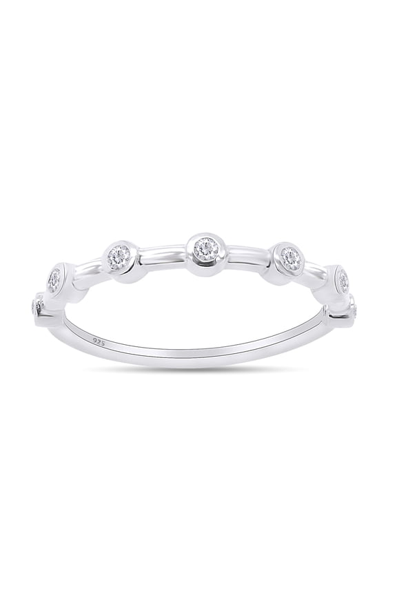 1/10 Carat White Round Lab Grown Diamond Half Eternity Wedding Band Ring In 14k White Gold Over Sterling Silver(0.10 Cttw,G-H Color,SI2-I1 Clarity)-6