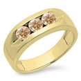 thumbnail image 1 of 1.10 Carat (ctw) 14K Gold Real Champagne Diamond Men's Channel Set 3 Stone Anniversary Wedding Band 1 CT, 1 of 1