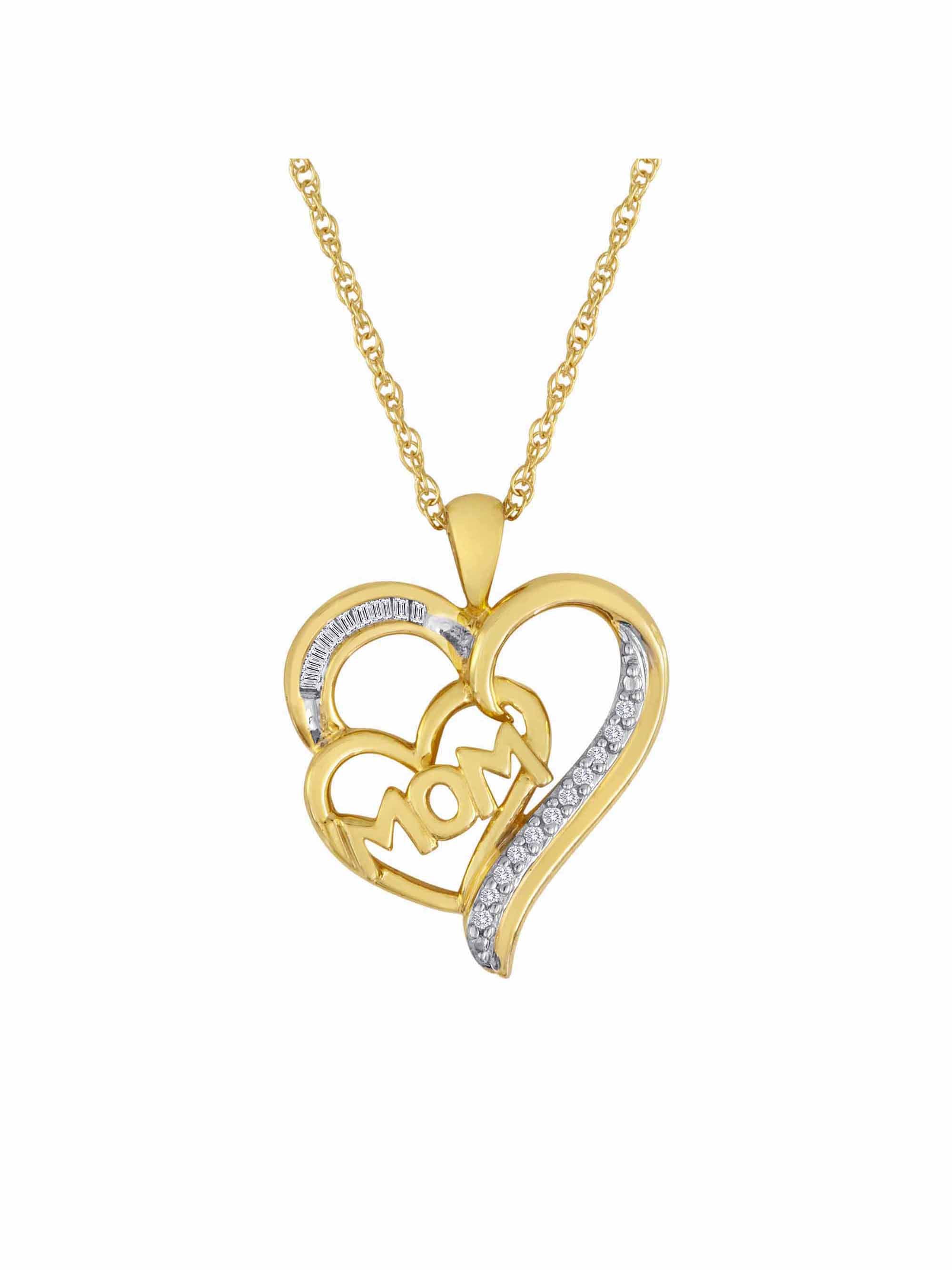 1/10 Carat t.w. Diamond Heart Pendant Sterling Silver with 14kt Gold ...