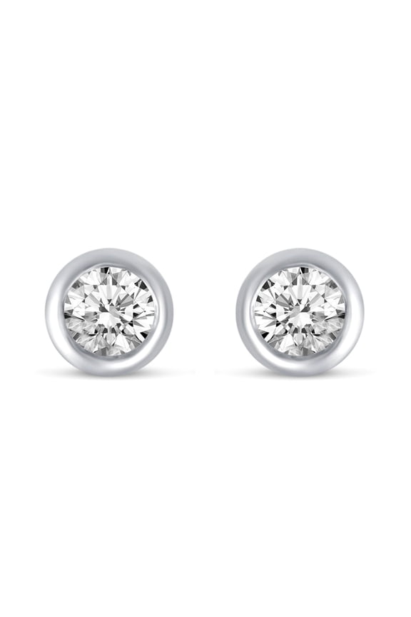 1/10 Carat tw Cubic Zirconia Bezel Set Round Cut Stud Earrings in 925 Sterling Silver Jewelry
