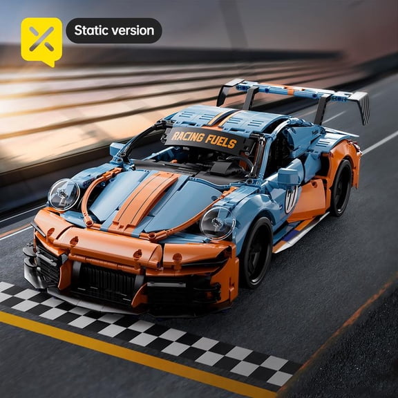 【1:10】 Colorful Building Blocks Assembly Race Car Science and Education Toy for Children with 1:10 Static Version