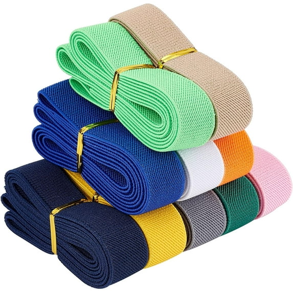 1" 10 Colors Elastic Twill Ribbon 20 Yards Flat Stretch Webbing Band Trim for Waistband Skirt Headband Garment Sewing Accessories Craft Project