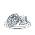 thumbnail image 1 of 1.10 Ct Brilliant Cushion & Pear Shape Genuine Diamond Beautiful Two Stone Engagement Ring for her Solid 18K White Gold Size 7, 1 of 8