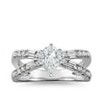 thumbnail image 1 of 1.10 Ct Brilliant Pear Shape Solitaire with Accents Genuine Diamond Beautiful Wedding Ring for her Solid 18K White Gold Size 7, 1 of 6