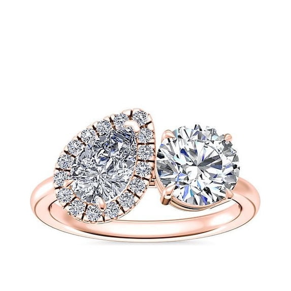 1.10 Ct Brilliant Round & Pear Cut Natural Diamond Accents Elegant Band for Women Solid 18K Rose Gold Size 6