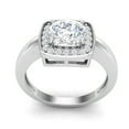 thumbnail image 1 of 1.10 Ct Cushion Cut Moissanite Halo Women Engagement Ring Platinum Plated 925 Sterling Silver, 1 of 5