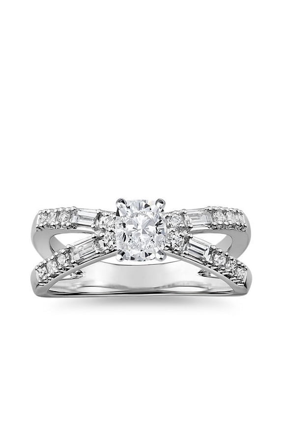 2.60 Ct Cushion Cut VS1 IGI Certified Lab Grown Diamond Solitaire with Accents Wonderful Ring for Women Solid 14K White Gold Size 7