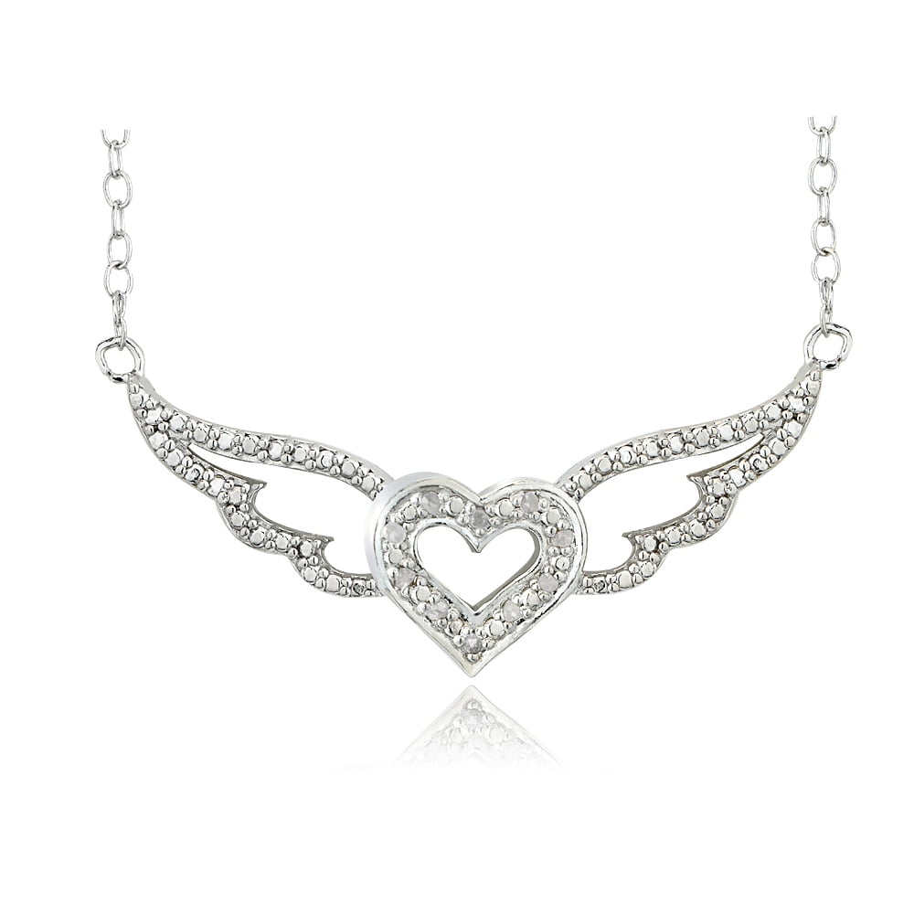 SILVERSPECK 1/10 Ct Diamond Heart Angel Wings Necklace