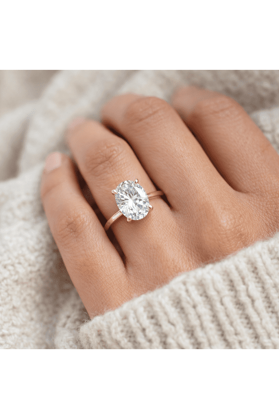 1.10 Ct Oval Diamond Solitaire Engagement Rings In 14K Yellow Gold