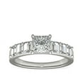 thumbnail image 1 of 1.10 Ct Princess Cut Natural Diamond Unique Solitaire with Accents Ring for Anniversary Solid 18K White Gold Size 4, 1 of 6