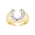 thumbnail image 1 of 1/10 Ct Round Cut Lab Created Moissanite Diamond Horseshoe Statement Ring In 14K Yellow Gold Plated Sterling Silver(G-H Color,VVS1 Clarity,0.10 Cttw)-13.5, 1 of 12
