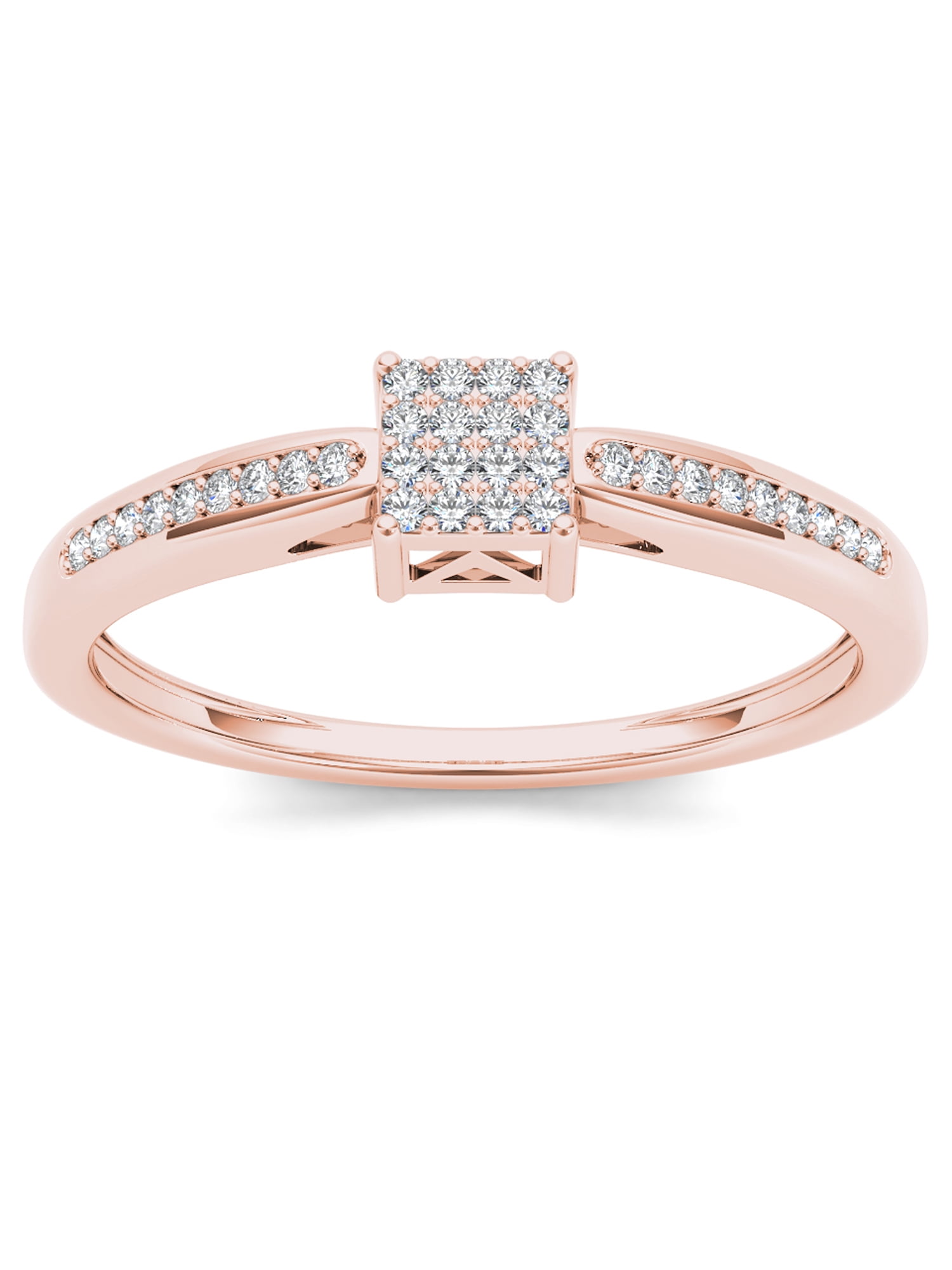 1/10 Ct T.W. Diamond Cluster 10kt Rose Gold Engagement Ring