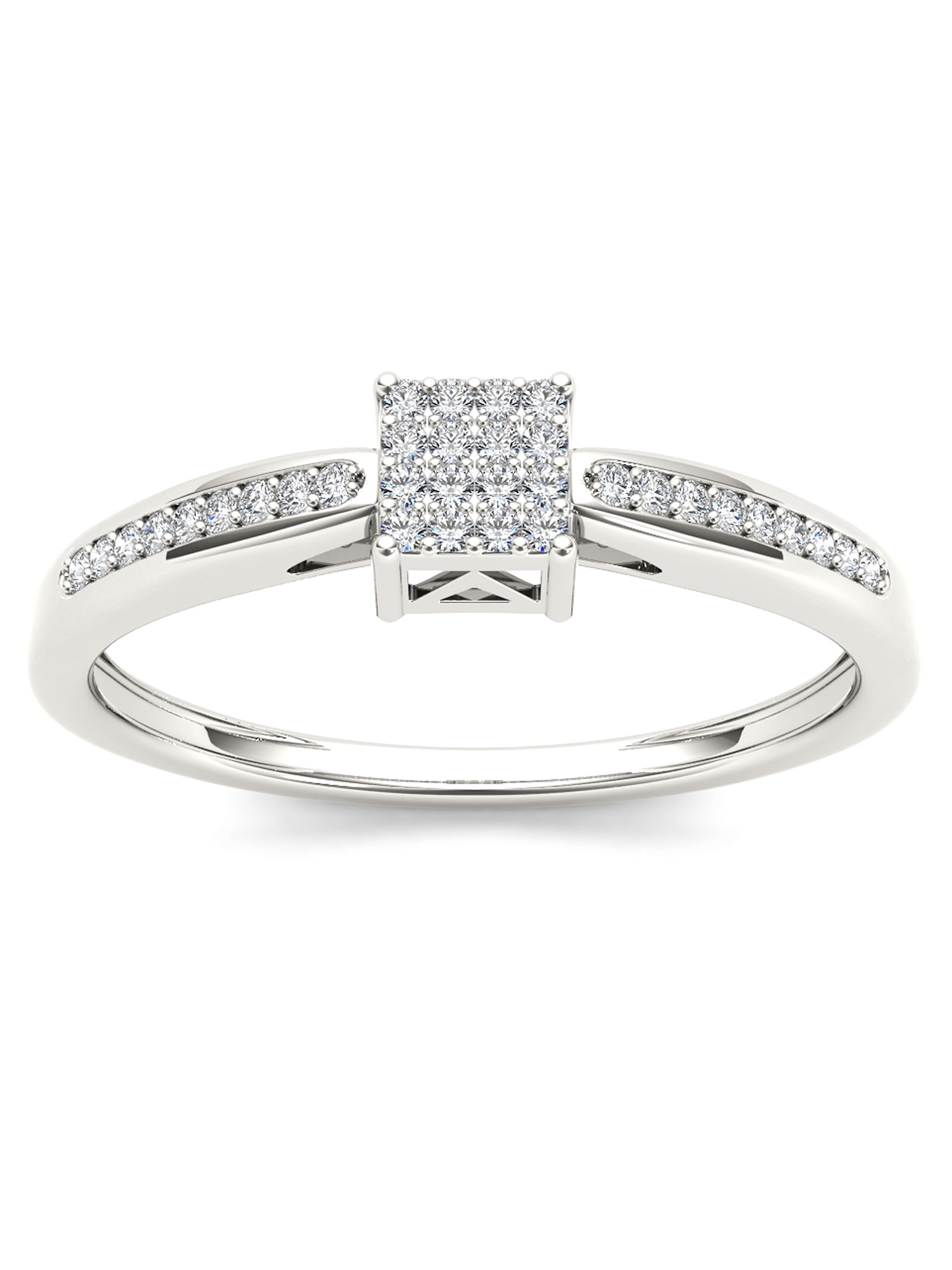 1/10 Ct T.W. Diamond Cluster 10kt White Gold Engagement Ring