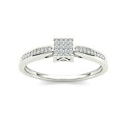 1/10 Ct T.W. Diamond Cluster 10kt White Gold Engagement Ring