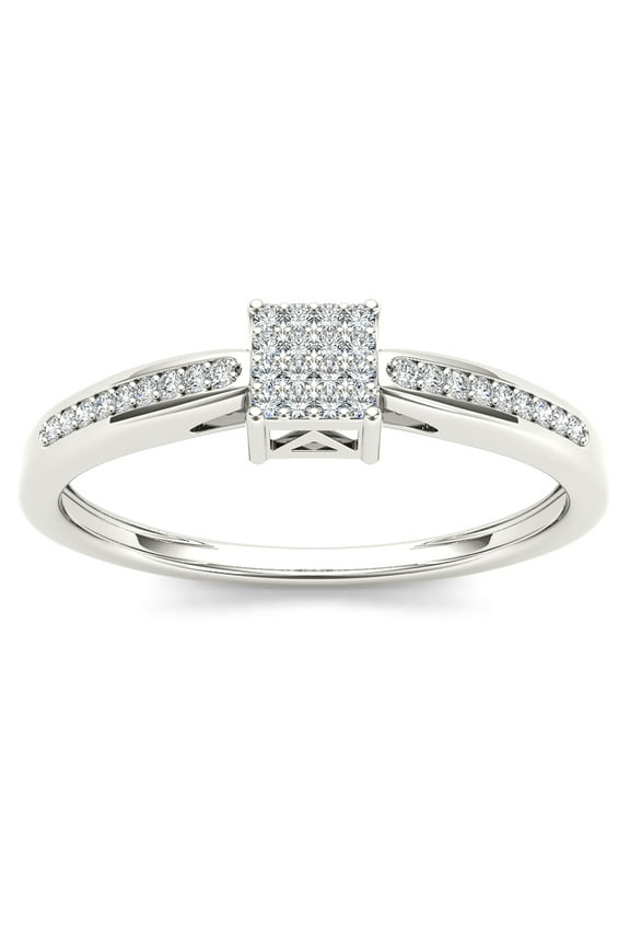 1/10 Ct T.W. Diamond Cluster 10kt White Gold Engagement Ring
