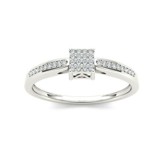 1/10 Ct T.W. Diamond Cluster 10kt White Gold Engagement Ring