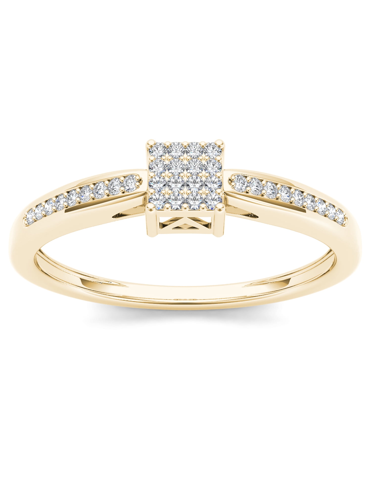 1/10 Ct T.W. Diamond Cluster 10kt Yellow Gold Engagement Ring