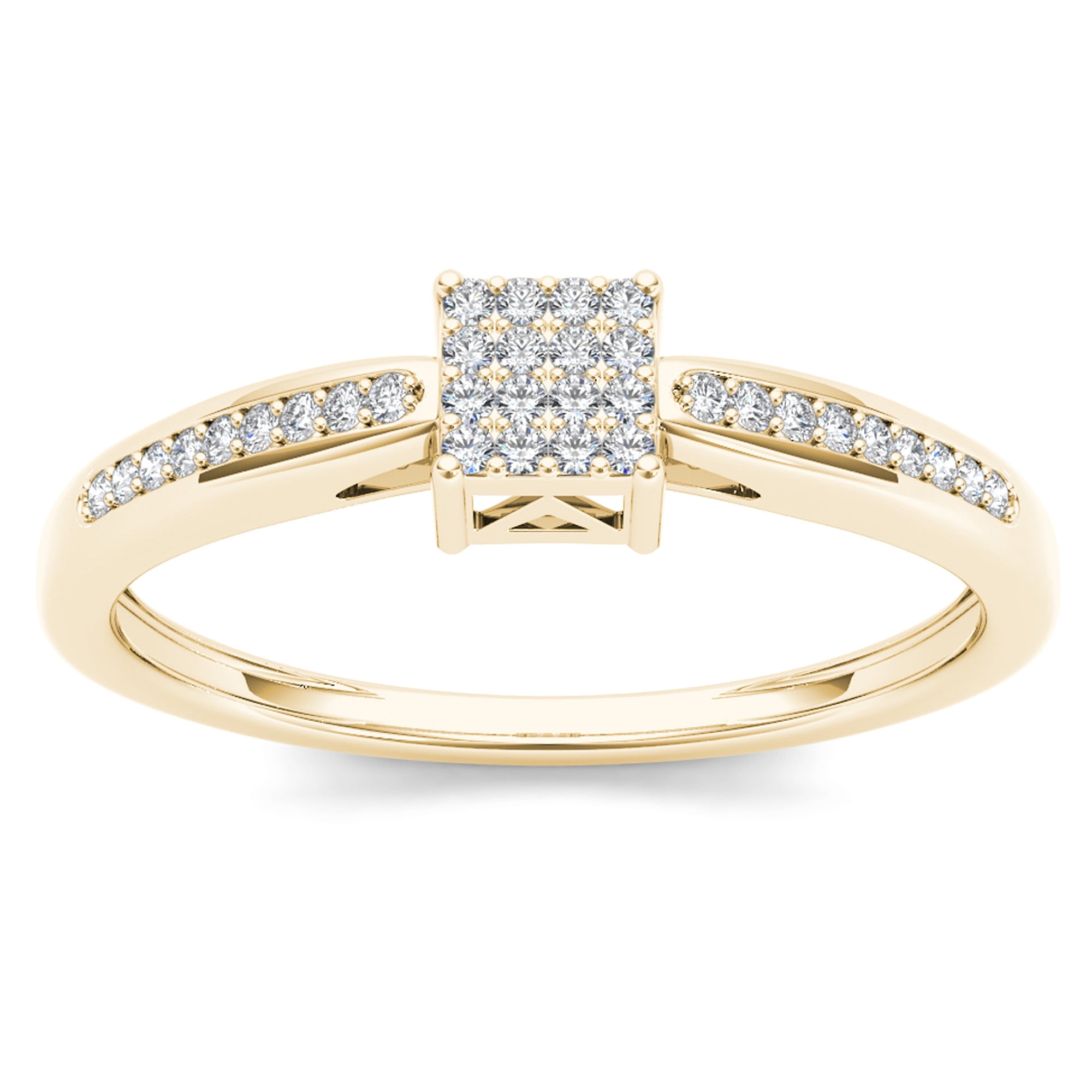 1/10 Ct T.W. Diamond Cluster 10kt Yellow Gold Engagement Ring